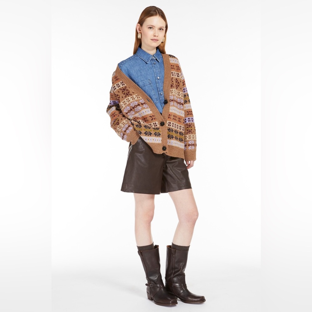 NWT Weekend Max Mara Eccelso Jacquard Alpaca & Wool Blend Cardigan - Picture 4 of 7